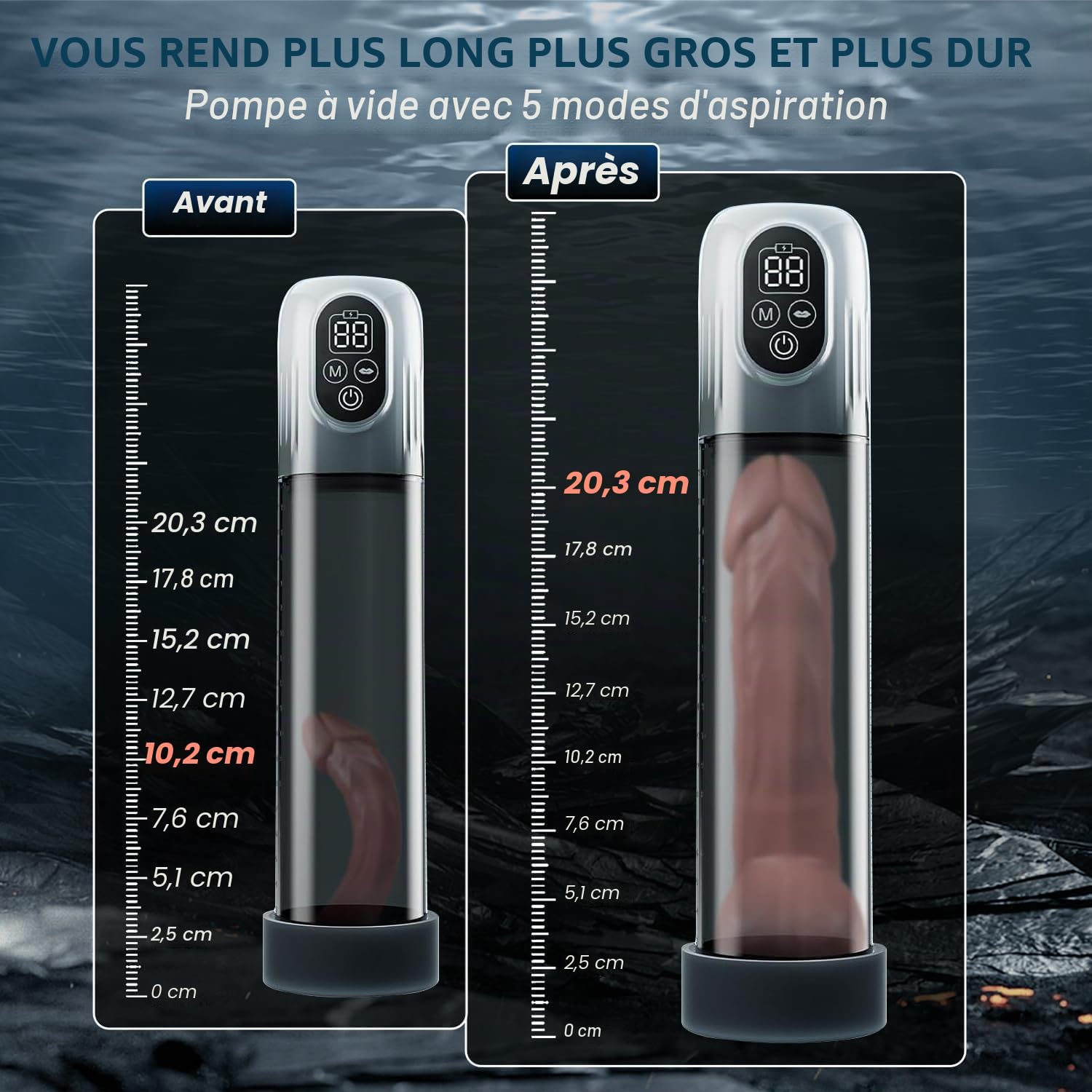 Masturabateur Automatique Penis Growth Pompe Agrandisseur Pénien Pompe pour Homme avec des Érections Plus FortesIntensités Aspiration pour Favoriser La Croissance du Pénis S - L - XXL, T-Shirt