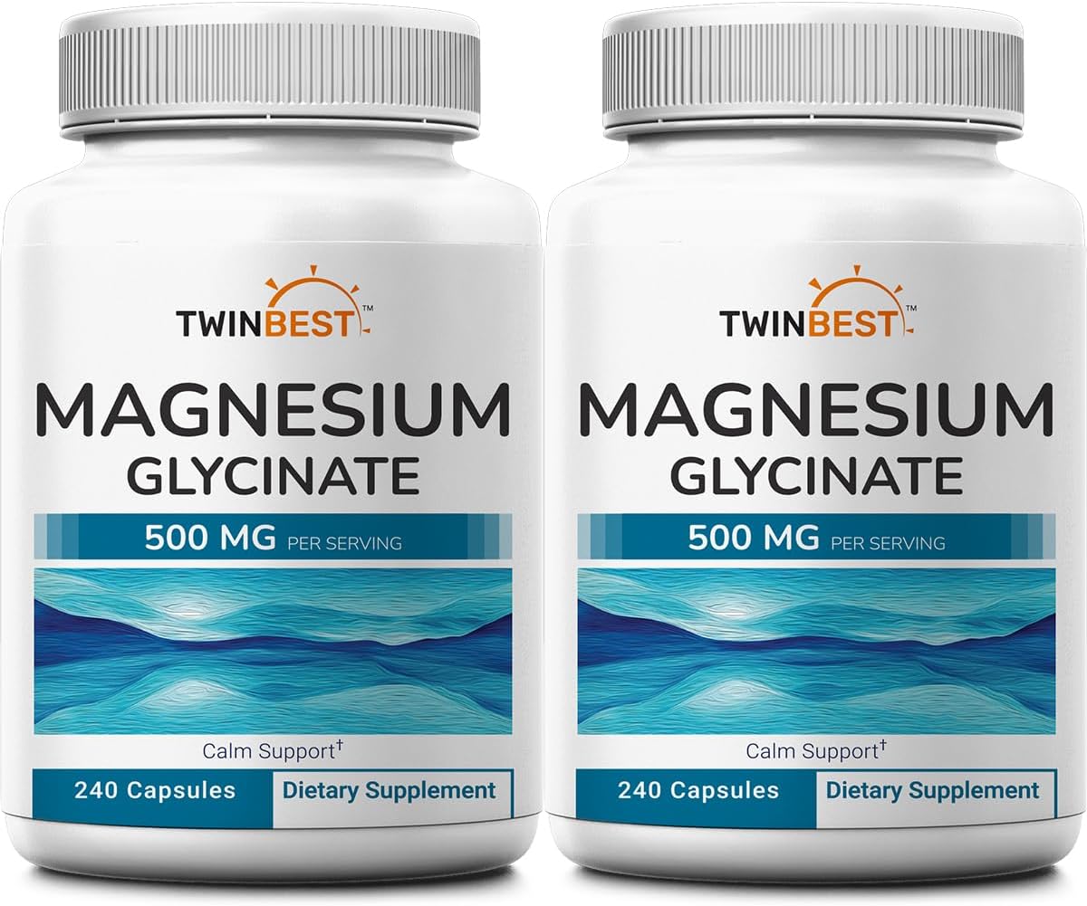 NatureBell TwinBest Magnesium Glycinate 500mg, 2 Pack, 480