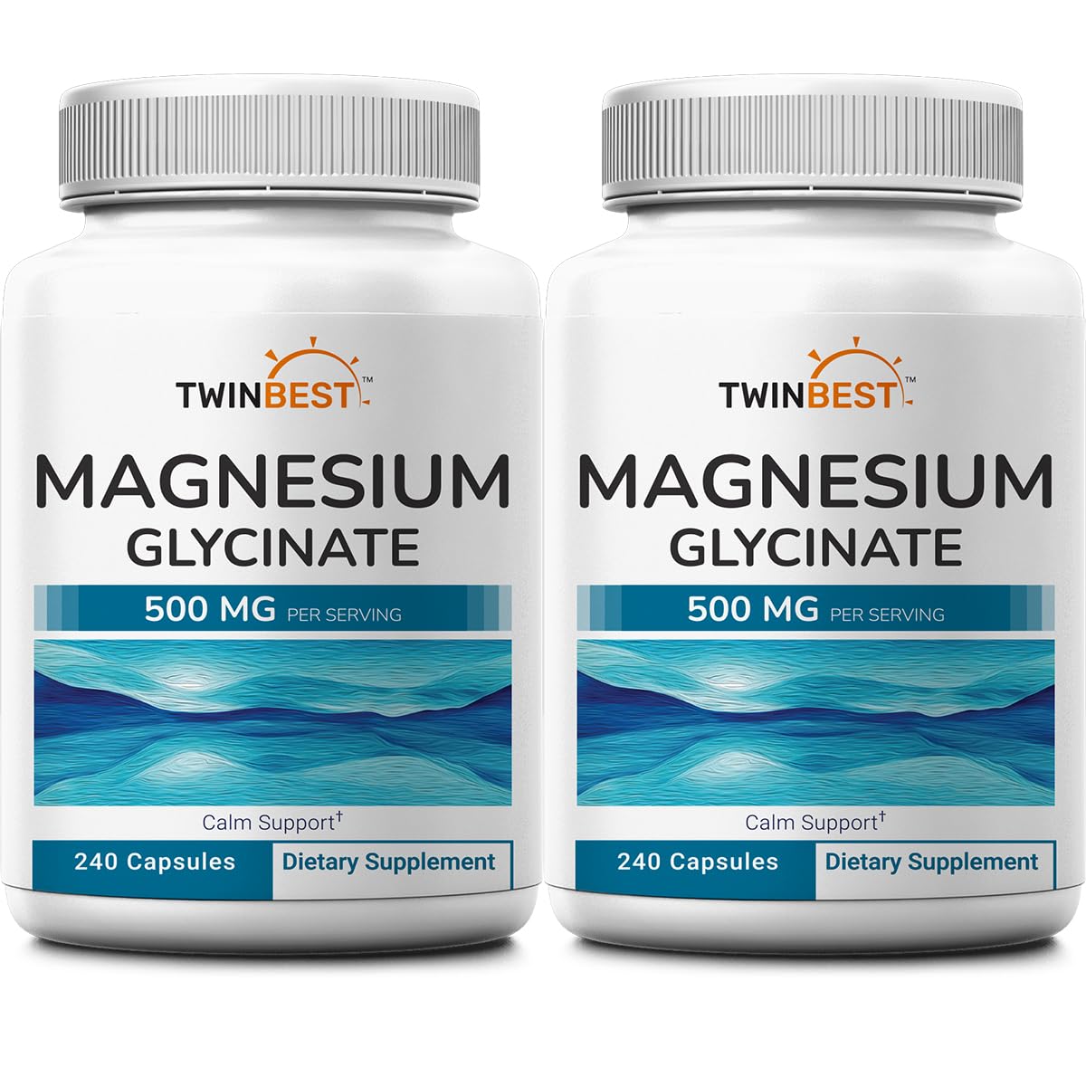 NatureBell TwinBest Magnesium Glycinate 500mg, 2 Pack, 480 Capsules – 100% Pure Magnesium Powder Source – Chelated, Easily Absorbed – Mineral Support for Muscles, Heart, & Mood – Non-GMO…