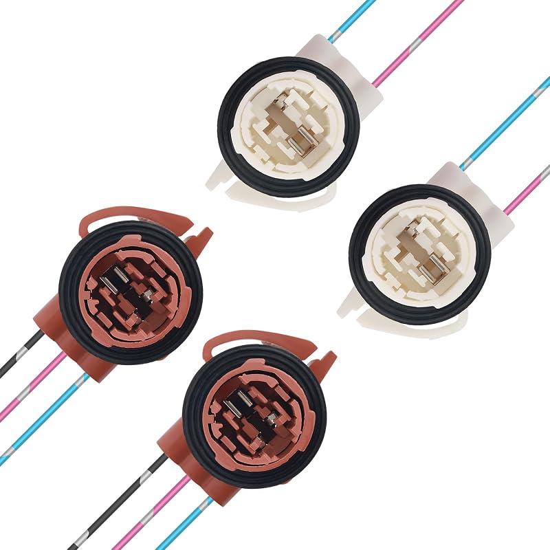Soquete de seta e lanterna 3156/3157 YGDMD com chicote e conector rápido – Kit com 4 unidades