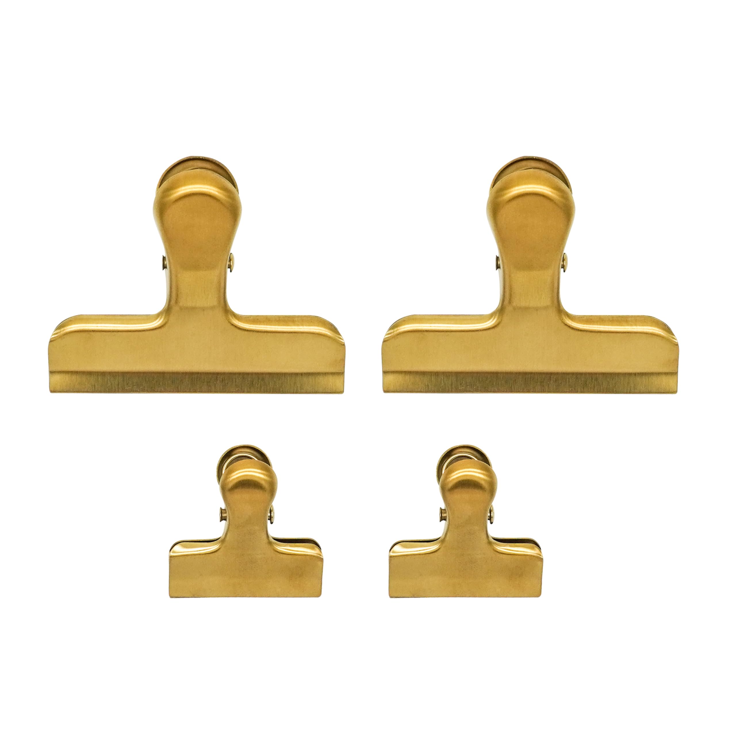 Fackelmann Stainless Steel Bag Clips, Set of 4, Food Bag Clip, for Food Storage, Keeping Food Fresh, Seal Food & Sandwich Bags & Snack Bags, Reusable Bag Sealing Grips, Pack of 4, Gold