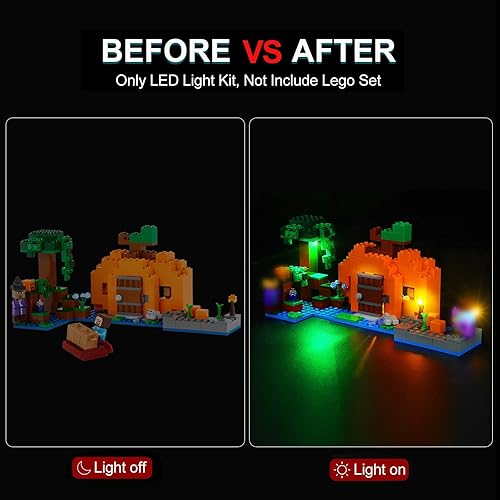 Miniatura 4 de Kit de iluminación LED para Lego Minecraft The Pumpkin Farm 21248, luz LED compatible con modelos de bloques de construcción Lego 21248 (no incluye