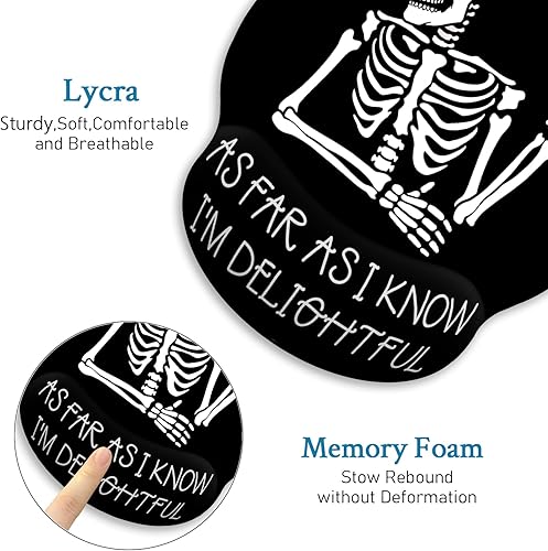 Miniatura 5 de Alfombrilla de mouse ergonómica con soporte de muñeca, alfombrilla de mouse de esqueleto de calavera gótica con reposamuñecas, alfombrilla de mouse