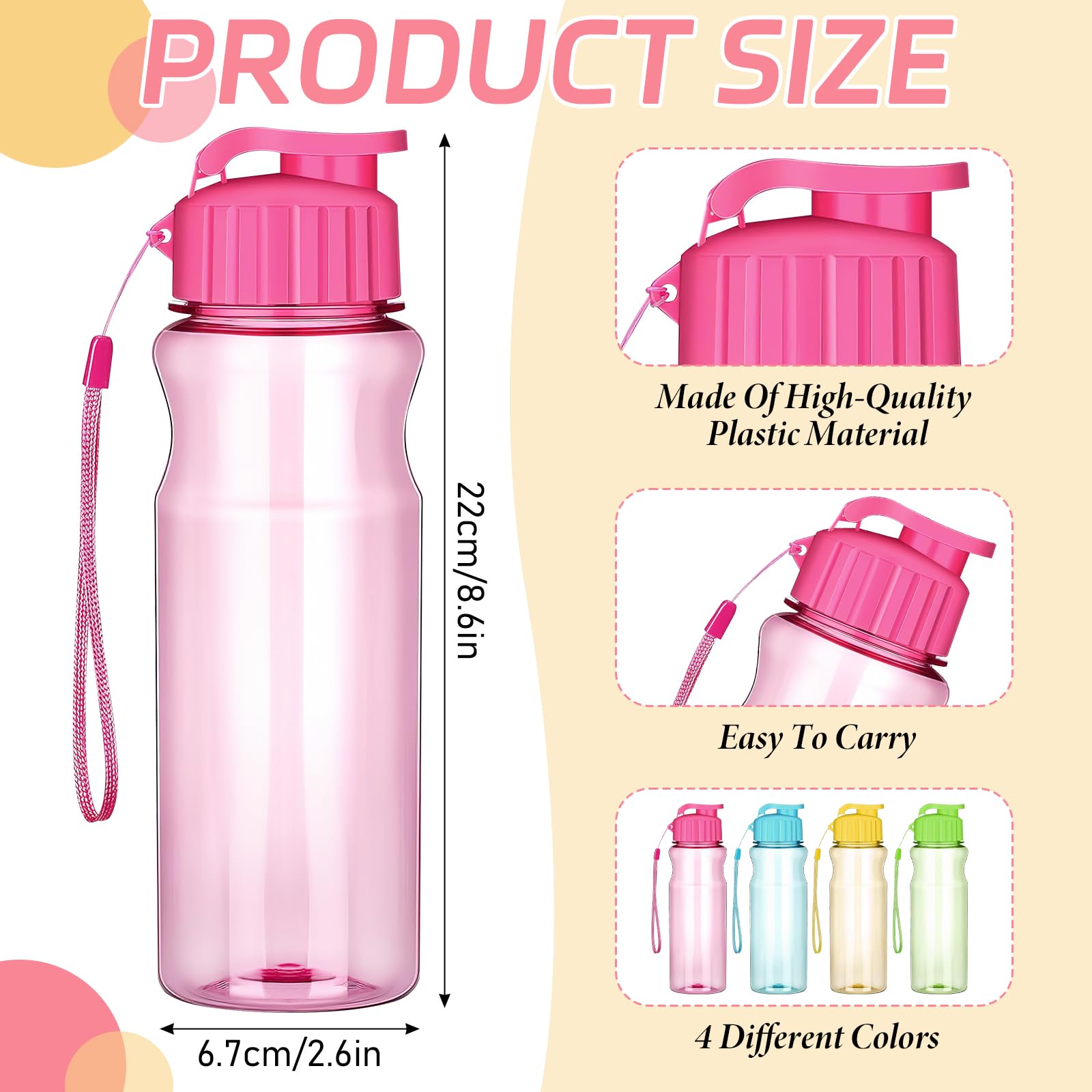 Confezione da 12 borracce da 550 ml, per sport, con tappo a ribalta, leggere, per scuola, fitness, palestra, yoga, ciclismo, senza BPA e tossiche
