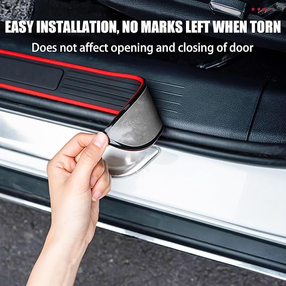4PCS Car Door Sill Protector for Toyota Corolla Supra Highlander Car Door Edge Guards Welcome Pedal Protection Wrap Scratch Protection,Black Red