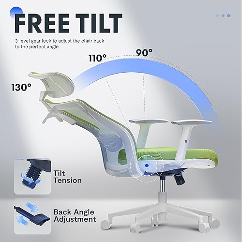 Miniatura 6 de FLEXISPOT Silla de oficina ergonómica clásica con respaldo alto, silla giratoria para computadora, sillas de escritorio ejecutivas, con soporte