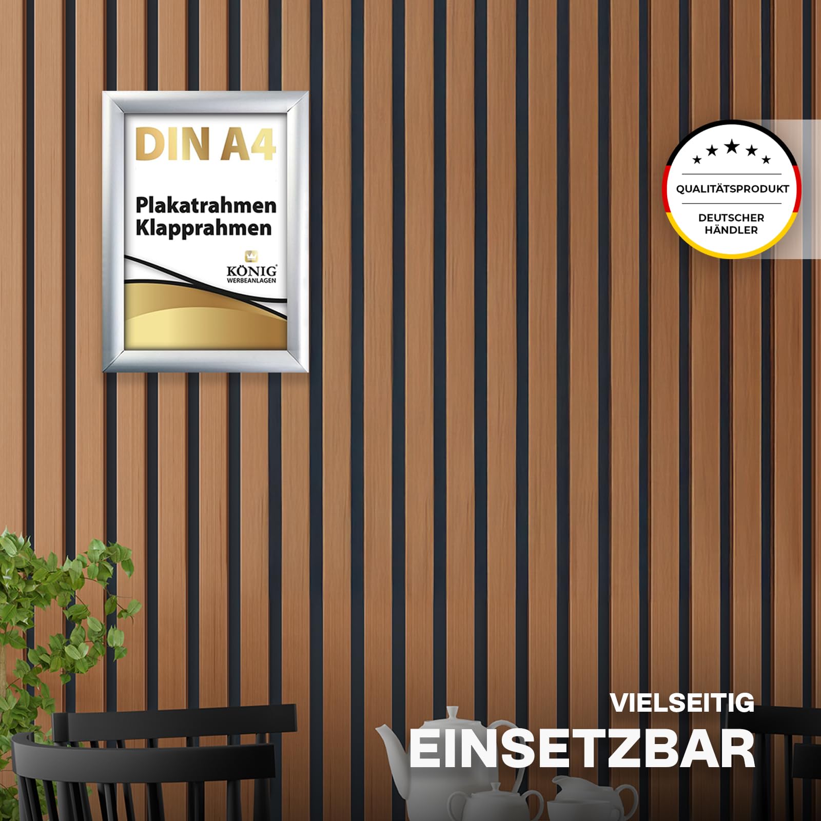 Dreifke 10 Plakatrahmen DIN A4 | 25mm Aluminium Profil, silber | inkl. entspiegelter Schutzscheibe | Alu Klapprahmen Wechselrahmen Posterrahmen | 10er Sparpack