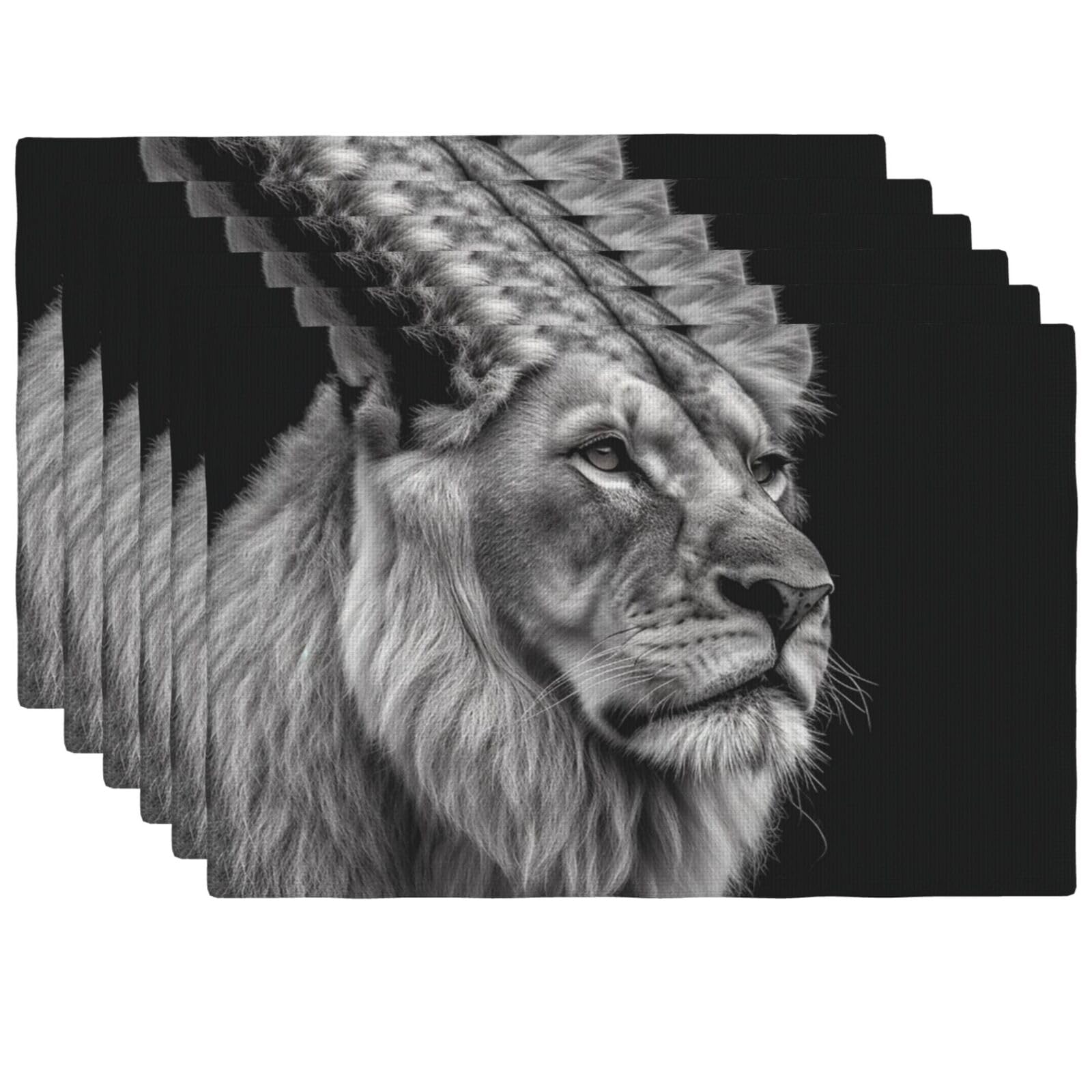 Set de table lion gris résistant à la chaleur et facile à nettoyer