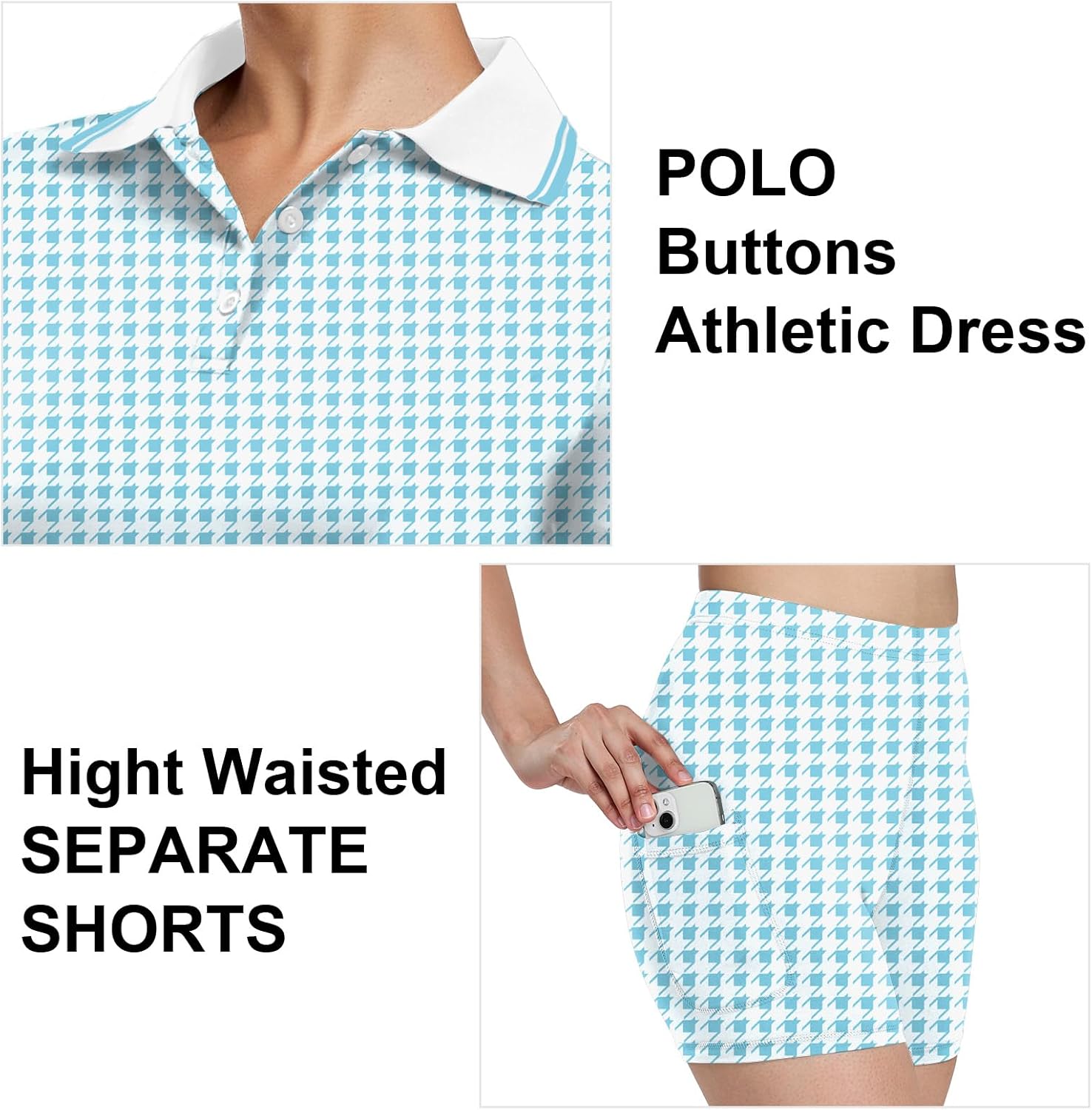 Womens Tennis Dresses Golf Dress Short Sleeve with Shorts Workout Athletic Dress - Image 4