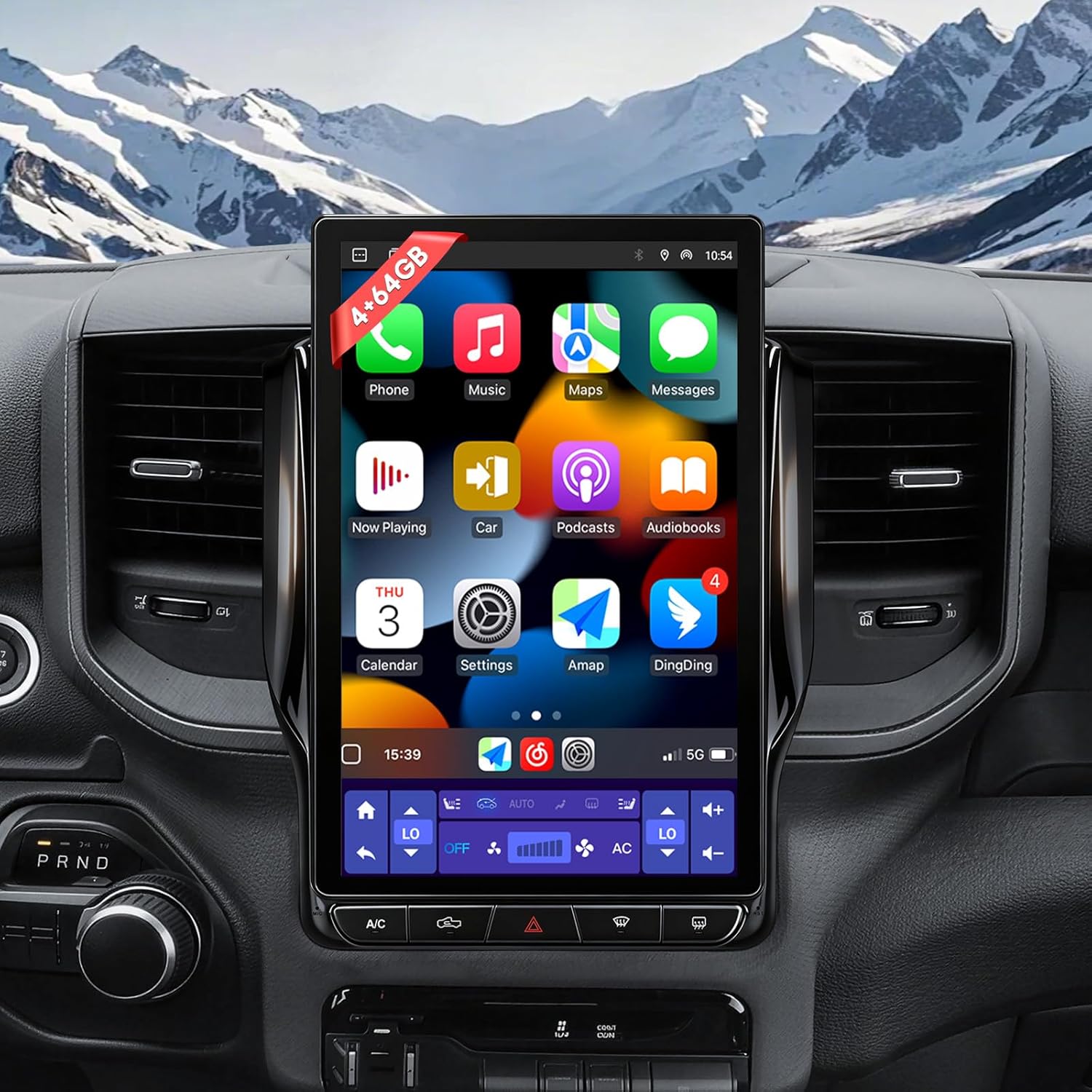 12.95" T-Style Car Radio Upgrade for 2019-2023 Dodge Ram (1500 2500 3500 4500 5500) 8Core-Head Unit（4GB+64GB） with CarPlay/Android Auto Touch Screen with 1080P Backup Camera
