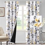 H.VERSAILTEX 100% Rideaux noircissements 84 Longueur de pouce 2 Panneaux Set Cattleya Floral imprimé rideaux Thermiques Leah Floral pour chambre avec liner noir Rideaux audio, gris et bleu