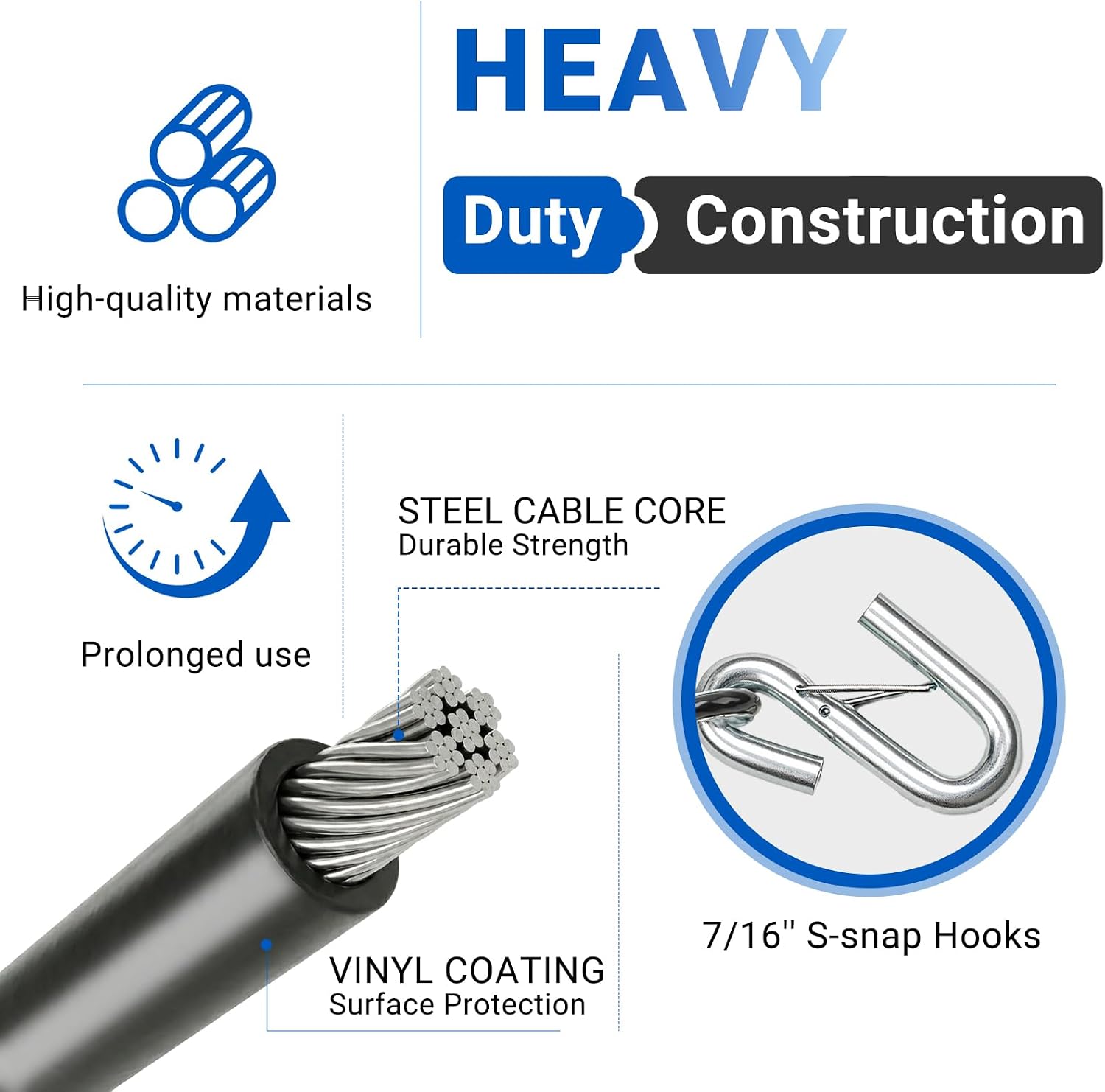 Black Trailer Safety Cables 2 Pack with Safety S-Hooks, Heavy Duty Vinyl Coated Tow Safety Cable with Spring Latch Hooks for RV, Boat, Camper & Utility Trailer (36 Inch)