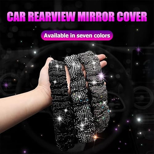 Miniatura 5 de Funda brillante para espejo retrovisor, protector elástico de felpa para espejo retrovisor, con diamantes de imitación brillantes decorativos para