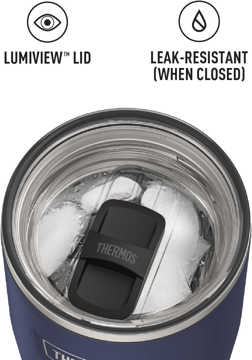 THERMOS ICON SERIES, Stainless Steel Tumbler with Slide Lock, 24 Ounce, Mystic Navy - Image 5