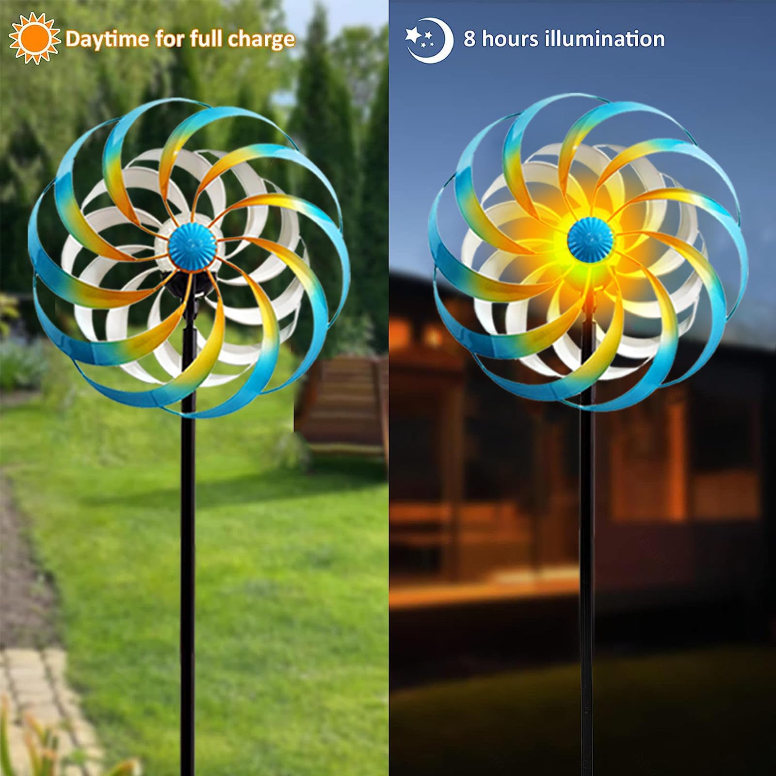 HAZARA Hilanderos De JardíN De Viento, Molinos De Viento, Grande Molino De Viento Solar,Blue