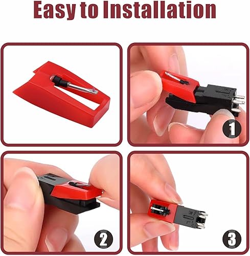 Miniatura 4 de Paquete de 6 agujas de tocadiscos de diamante de repuesto universales para tocadiscos de vinilo, aguja para tocadiscos de vinilo, fonógrafo LP,