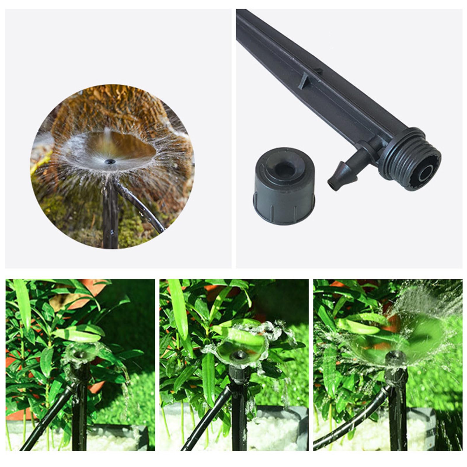 100 focos de riego por goteo, flujo ajustable, gotero de riego con estaca para flujo de agua, cabezal rociador, flujo de agua ajustable, gotero de ahorro de agua