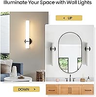 Vista 2 de Juego de dos apliques de pared, regulables, modernos, 18 W, 3000 K, luces LED de pared negras y doradas, para sala de estar, dormitorio, baño