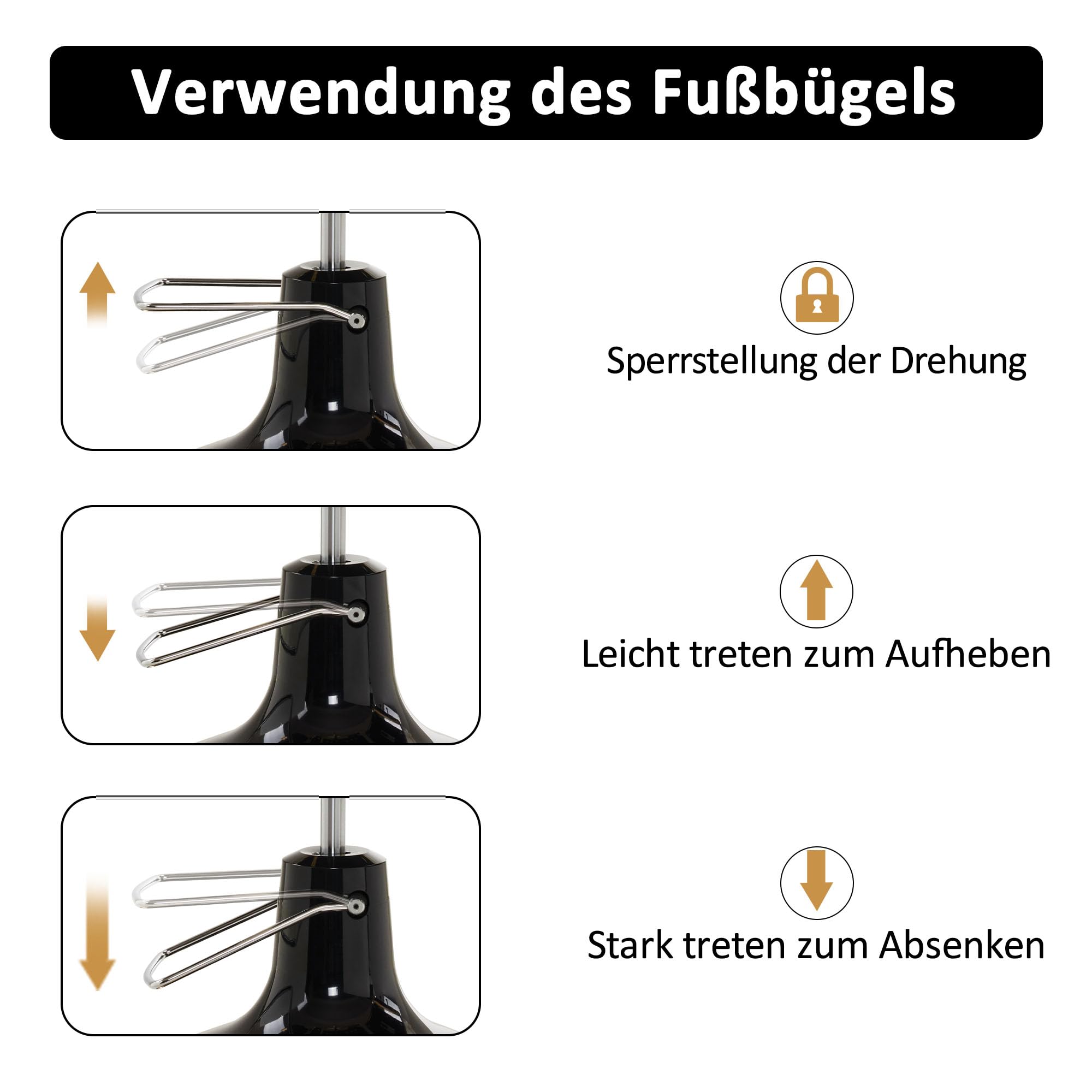 Barberpub Friseurstuhl mit Kopfstütze Kippbar, Friseureinrichtung mit Hydraulikpumpe 360° Drehbar, Bedienungsstuhl Höhenverstellbar, Barber Stuhl Friseurstühle Kunstleder, 3855BK (Gold-Schwarz)