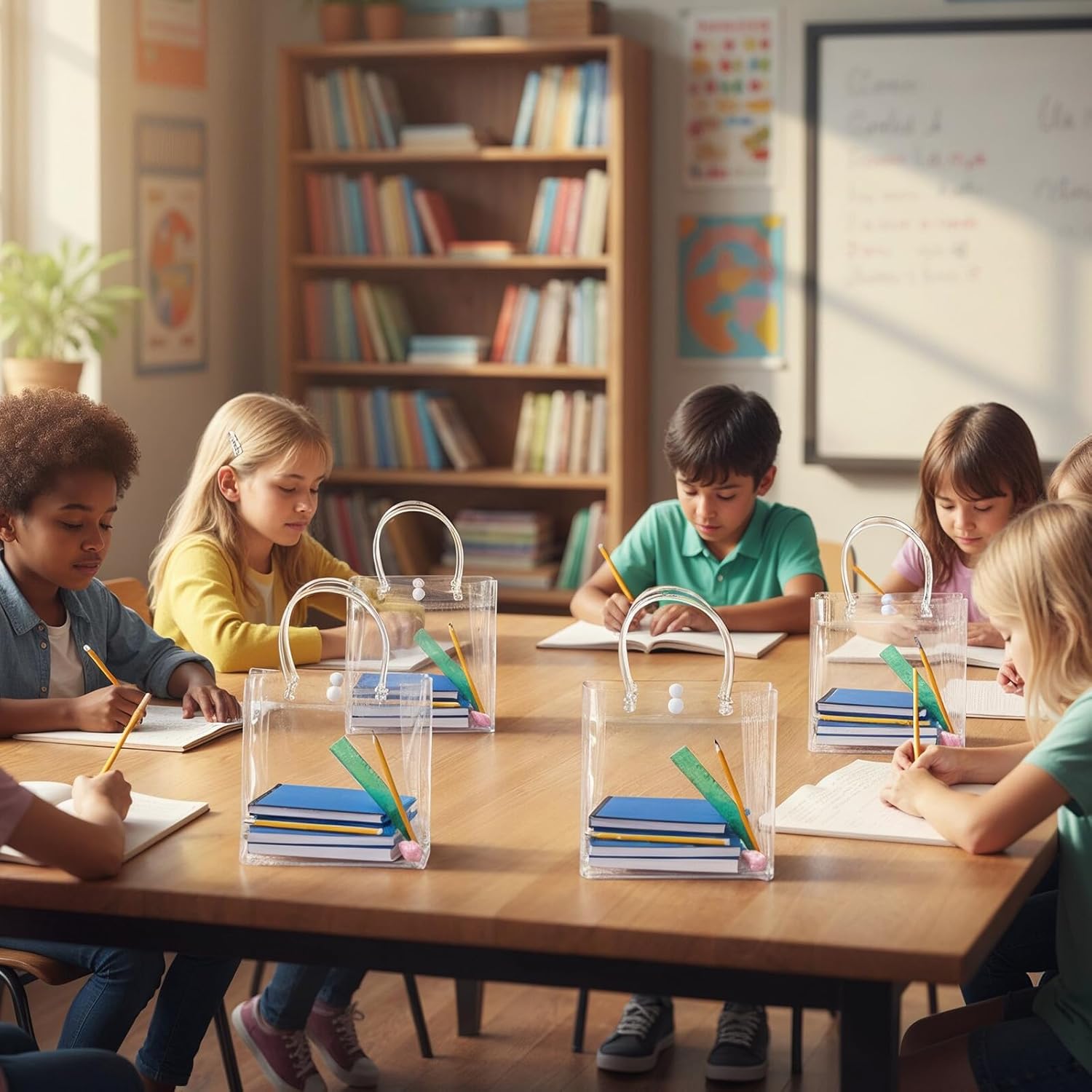 Kifmurase 50Pcs Clear Plastic Gift Bags with Handles, PVC Reusable Party Favor Bag, Transparent Gift Wrap Bags for Wedding, Birthday Party (6.3 x 5.9 x 2.8 Inches) - Image 7