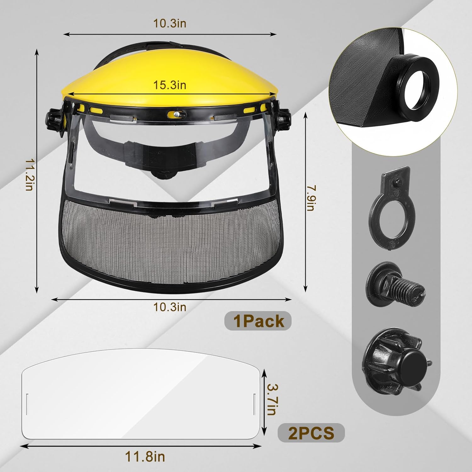 Kingdder Safety Face Shield with Mesh and 2 Pcs Replacement Visors Face Shield Mask Chainsaw Helmet Full Protection Safety Mask for Weed Eating Whacking Logging Gardening