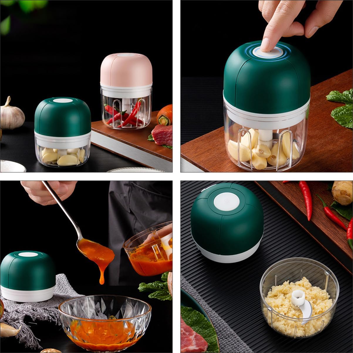 Alipis Portable Usb Charging Mini Garlic Chopper Electric Garlic Mincer Easy to Clean Vegetable Puree Maker Compact Design for Kitchen Use