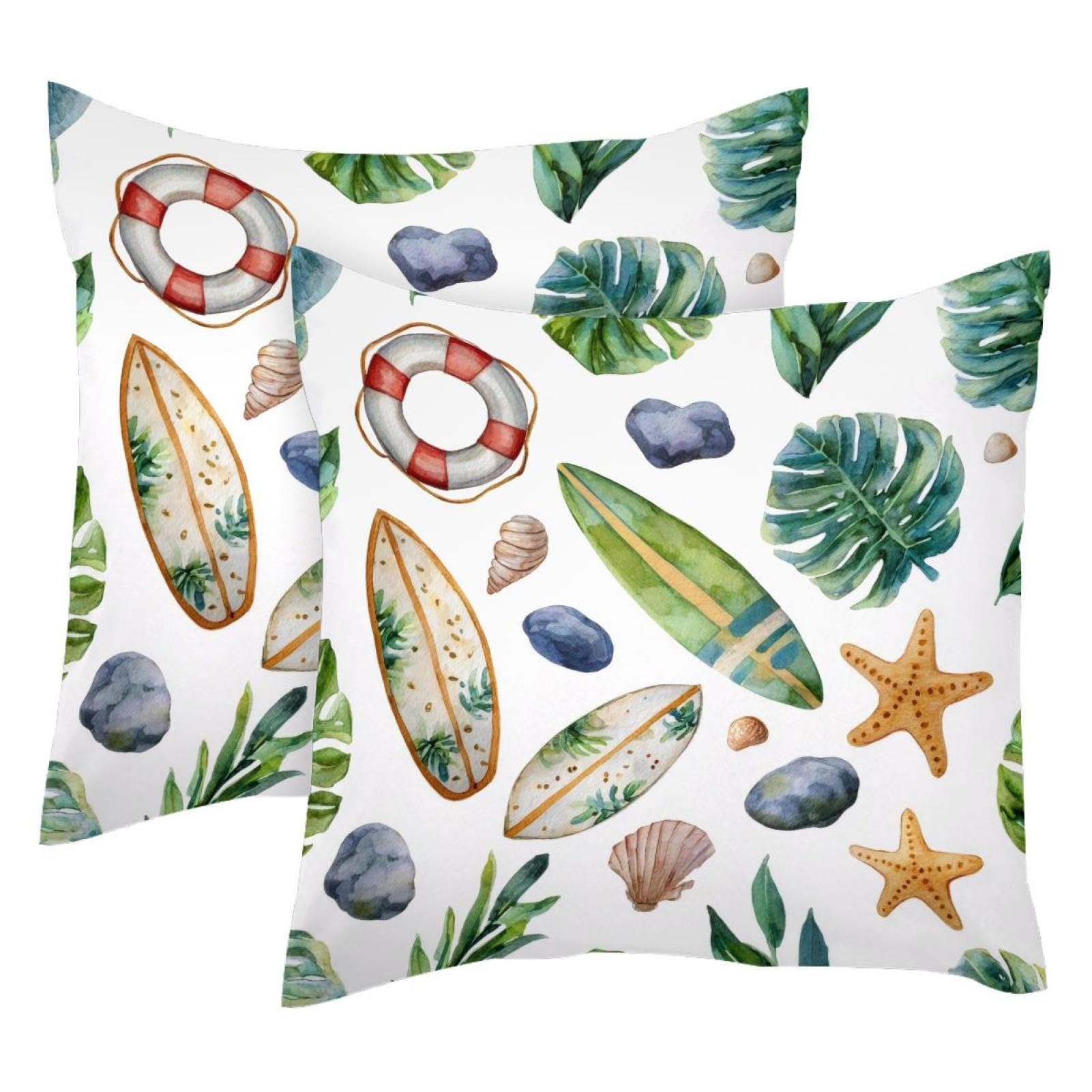 Housse de coussin en velours 50x50 cm motif coquillage lot de 2