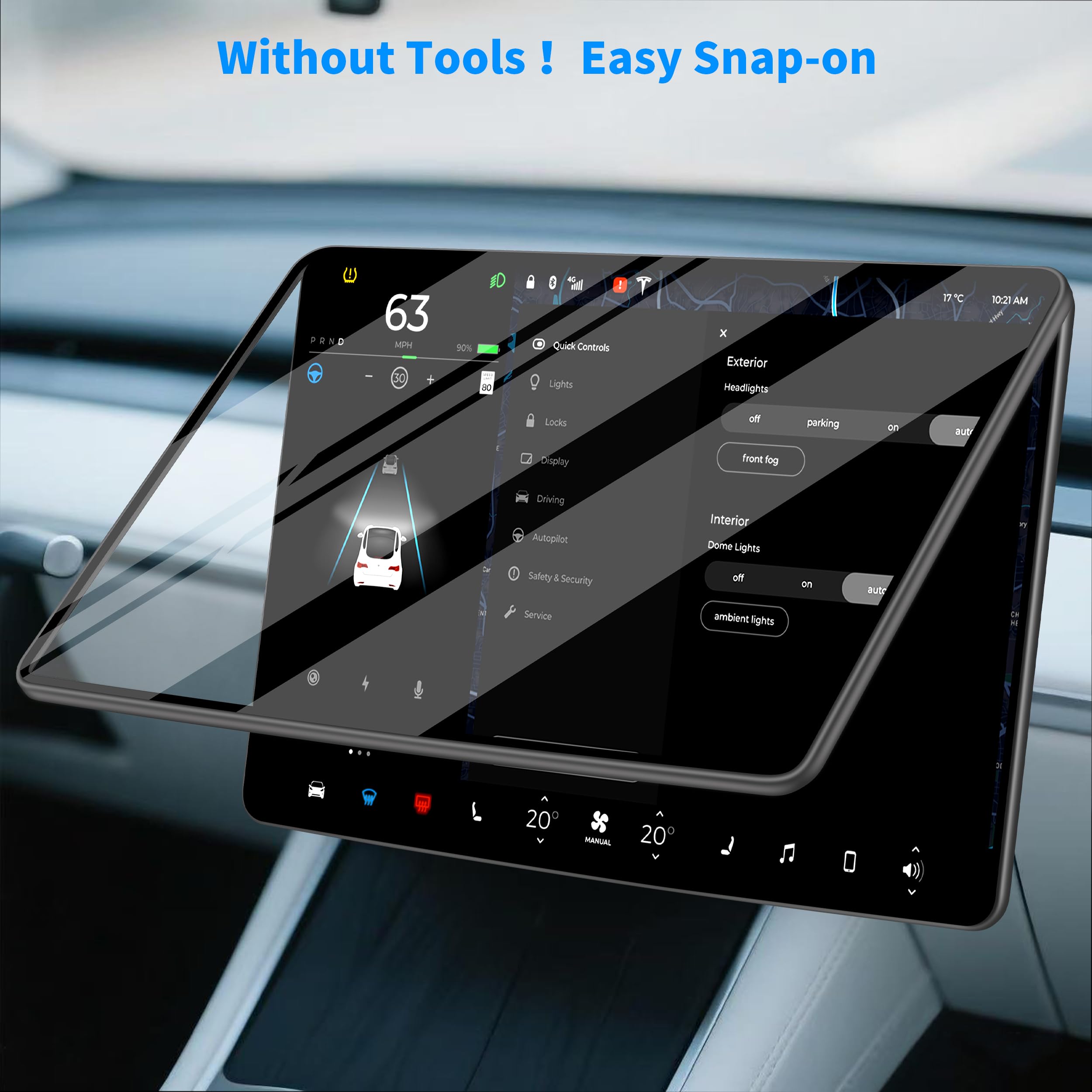 ACESTAR Custodia Con Vetro Temperato Per Tesla Model 3/Y (2025-2017) - Installazione Facile E Zero Bolle - 2
