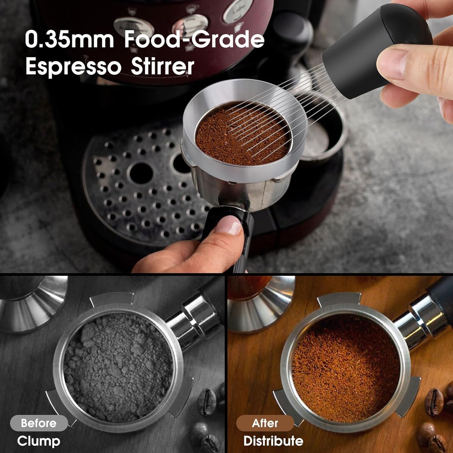 Juego de accesorios de espresso de 51 mm con herramienta WDT y embudo dosificador, se adapta a máquinas de espresso y portafiltros de 51 mm, herramientas de café barista (54 mm)