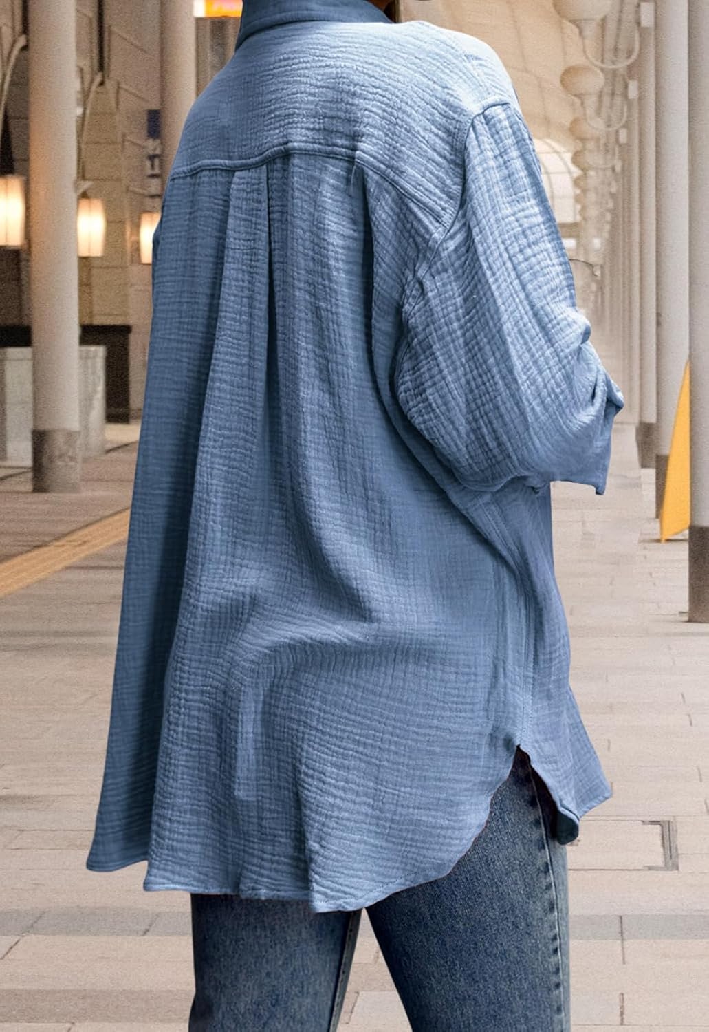 Women's Button Down Shirts Long Sleeve Dressy Casual Blouses Collared Shirts Tops - Image 5