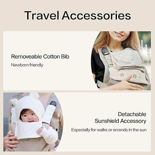 Miniatura 6 de Portabebés Rainbow para recién nacidos a niños pequeños, portabebés de malla transpirable con perilla giratoria de cintura ajustable, soporte lumbar