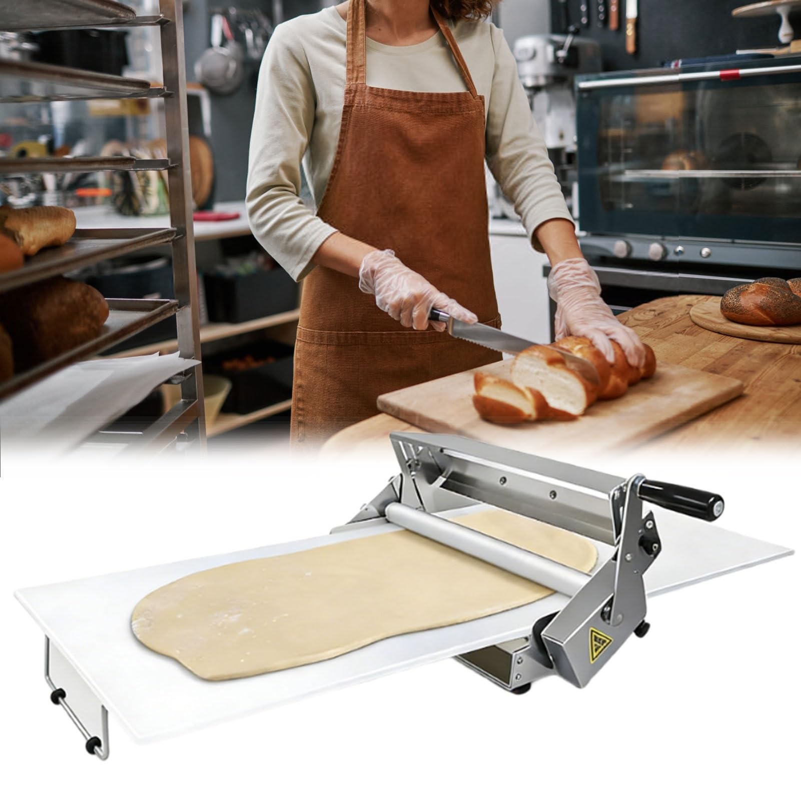 Sfogliatrice Pieghevole In Acciaio Inox, Macchina Per Stendere La Pasta Manualmente Con Spessore Regolabile, Sfogliatrice Reversibile Per Pasta Sfoglia E Rullo Per Fondente(40.6''x15.5")