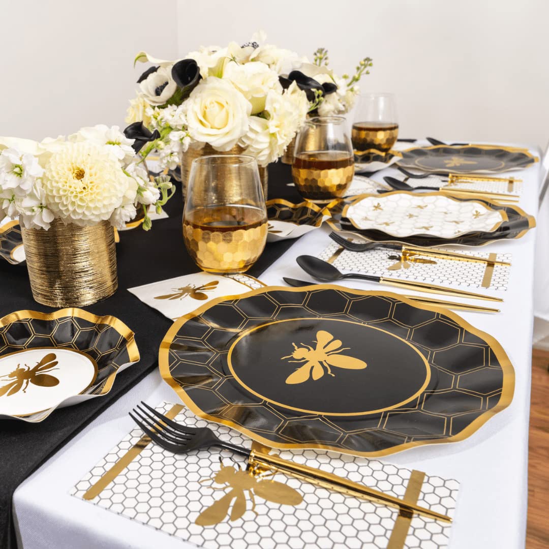 Sophistiplate 64-teiliges Geschirr-Set Dekorative Pappteller Premium, schwere Teller für Partydekorationen Partyzubehör Set beinhaltet Abendessen, Salat, Teller und Servietten