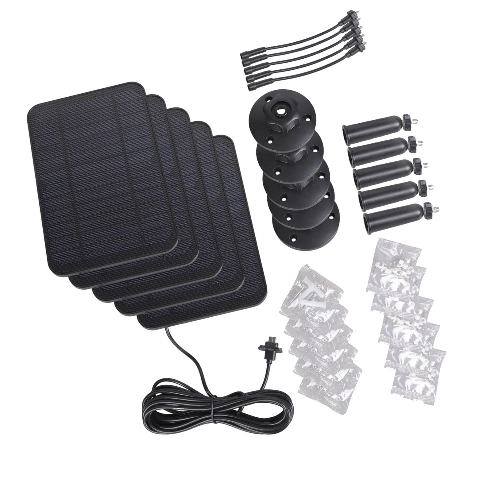 5 Stück Sun Panel Energieversorgung mit 2000mAh Akku für Überwachungskameras Wasserdicht und Verstellbare Halterung Scintillate Kamera Dauerleistung