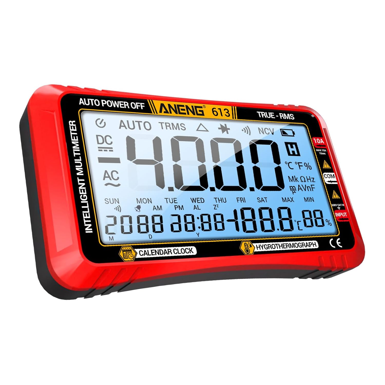 Digital Multimeter with 4000 Counts 3-in-1 Intelligent Multimeter with Perpetual Calendar and Thermo-Hygrometer AC/DC Current Voltage Meter Capacitance Resistance Diode Frequency Capacitance Meter