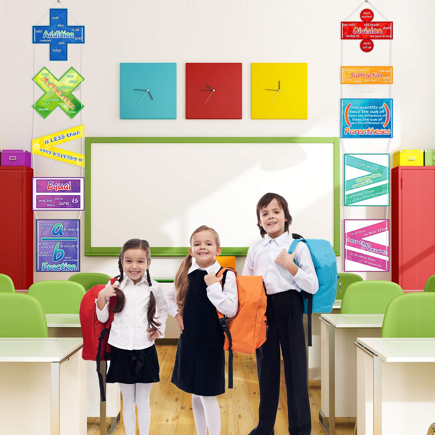 Blulu 10 Pieces Math Poster for Classroom Preschool Primary School Students Kids Math Symbol Teach Educational Learning Poster Keyword for Classroom Decoration Bulletin Board Decor - Image 6