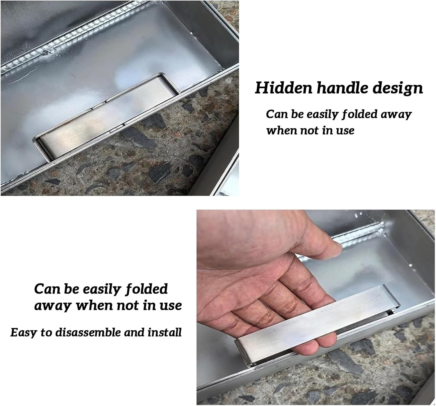 Stainless Steel Invisible Manhole Cover, Recessed Septic Tank Frame, Flat Flush Design, Customizable Size (50x50cm), Hidden Handles for Easy Access, Durable 304 Material
