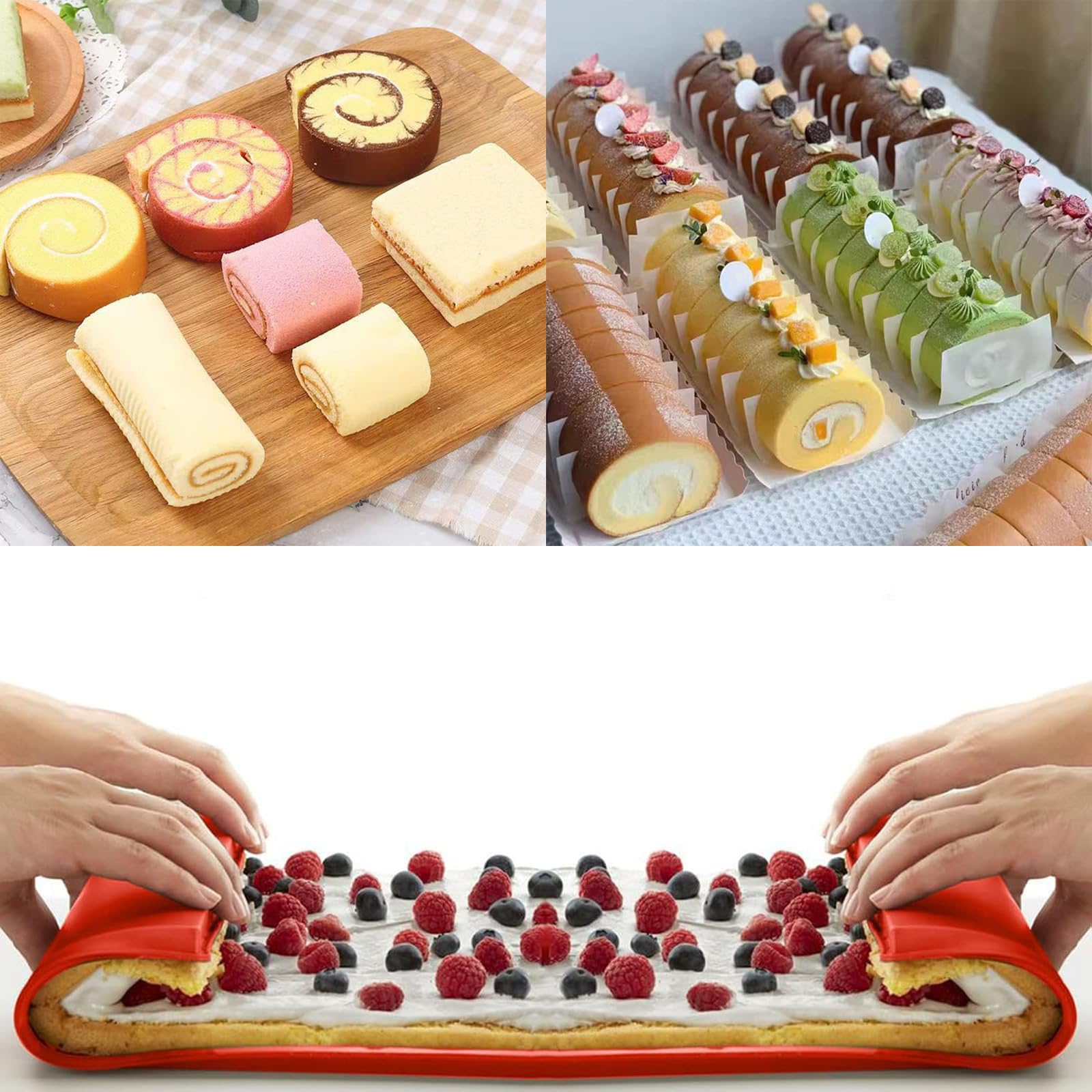 Silicone Baking Tray,2 PCS Non-Stick Silicones Baking Tray Set Flexible Swiss Roll Baking Mat and Cake Roller Pad Large Silicone Cakes Roll Pan for Baking Bread Cookies and Cakes - Image 2