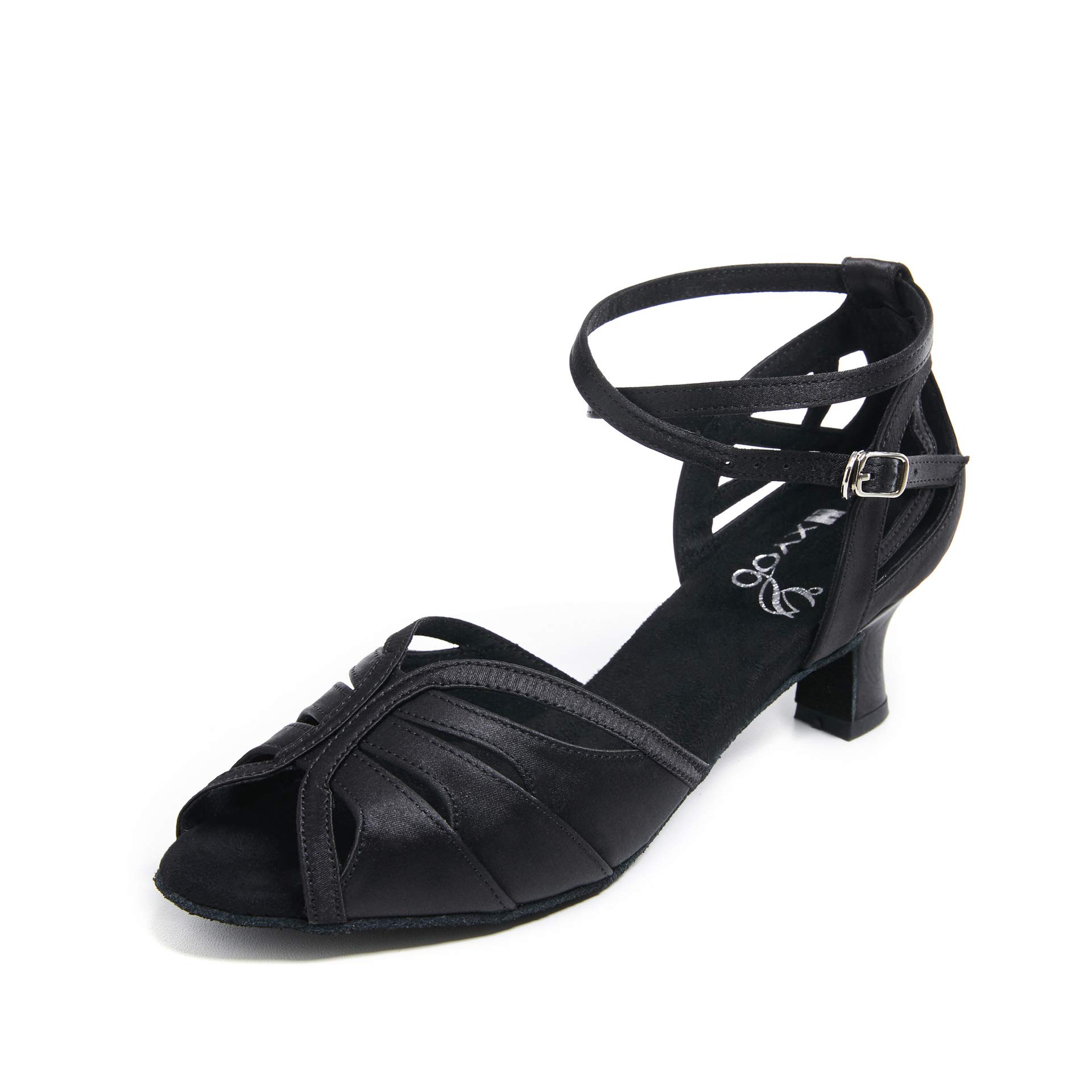 Ballroom Dance Shoes Salsa Latin Dancing Shoes Women for Social Beginner Closed Toe 1 1/2 inches Heels S14-image-6