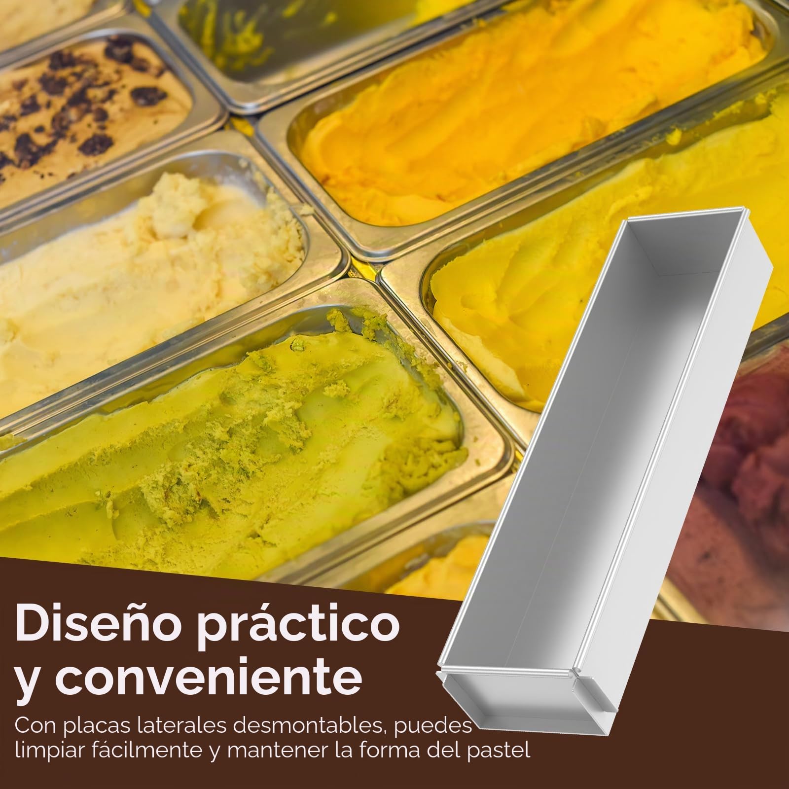 Molde para horno rectangular ajustable, molde rectangular para tartas, antiadherente, rectangular, molde ajustable para tartas de tiramisú (4 unidades, con desagüe removible)