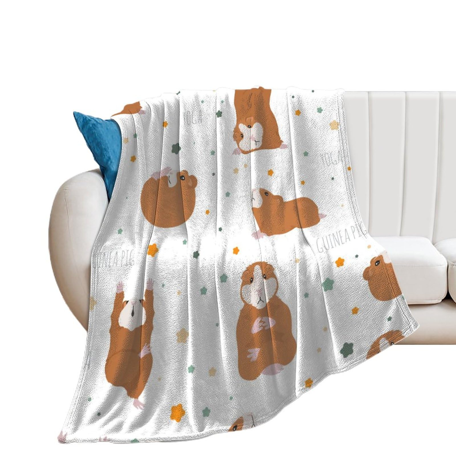 Couverture en flanelle cochon d'inde 100x130cm chaude pour lit et canapé