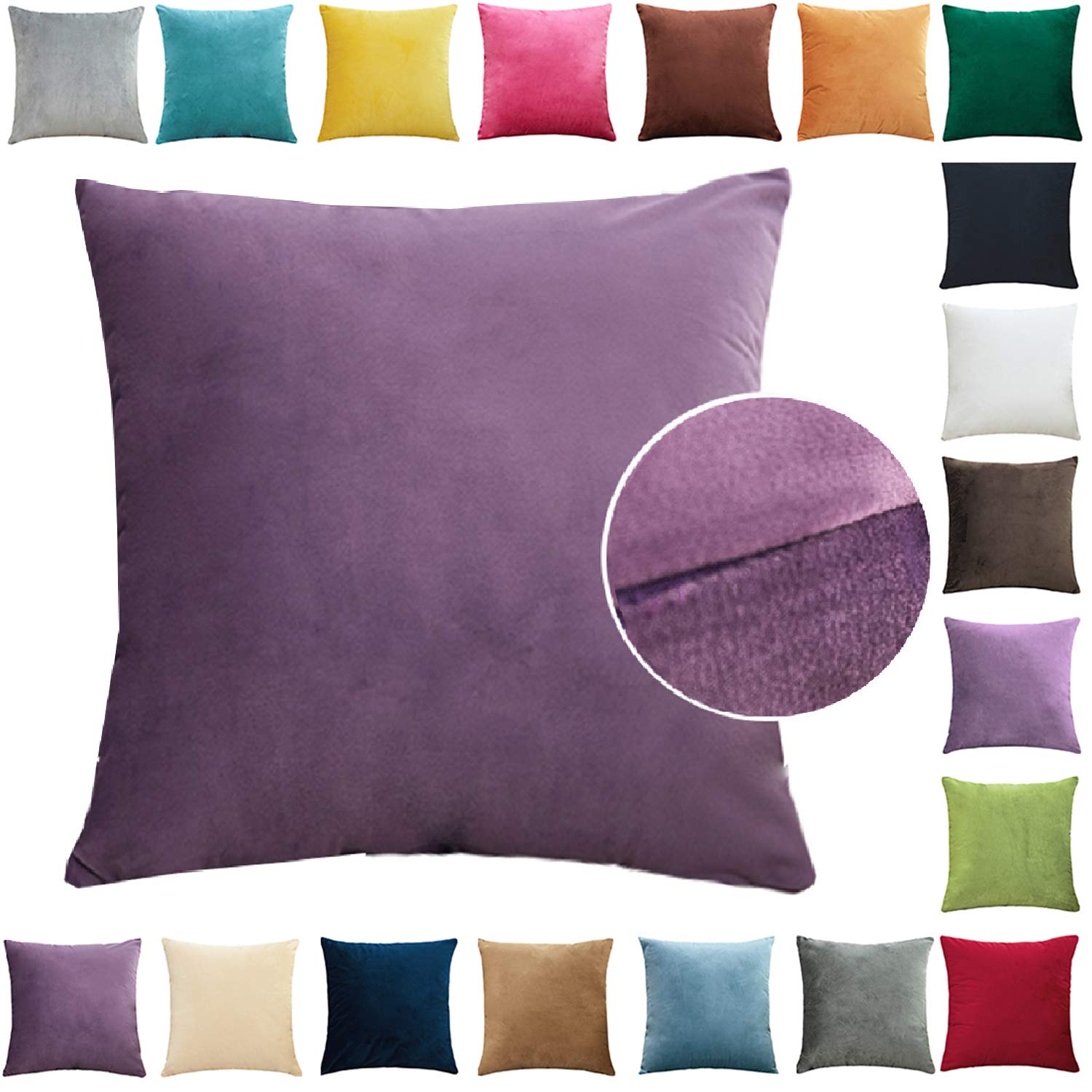 Brfash Federa per cuscino, in tinta unita, super morbido, peluche per casa, soggiorno, camera da letto, per divano, 24 x 24/60 x 60 cm, colore: Lilla viola