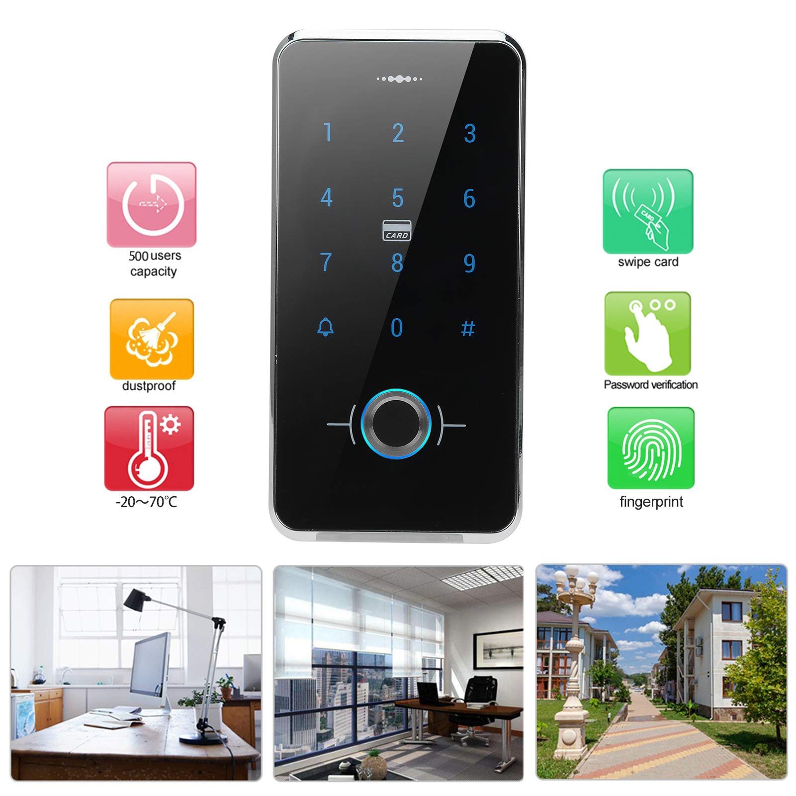 Tastiera Porta Touch Screen, Lettore Password Per Impronte Digitali Controller Di Accesso Impermeabile Tastiera Con Accesso Senza Chiave Per Sistema Di Sicurezza Domestica