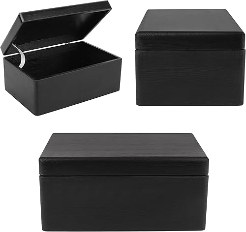 Miniatura 5 de Caja grande de almacenamiento de madera negra con tapa con bisagras, 11.8 x 7.87 x 5.51 pulgadas (+-0.5), caja de regalo para herramientas,