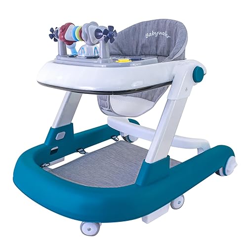 Miniatura 1 de Caminadores para bebés con ruedas, 3 en 1 para niños pequeños, asiento de aprendizaje, caminar detrás, música, altura ajustable, asiento acolchado