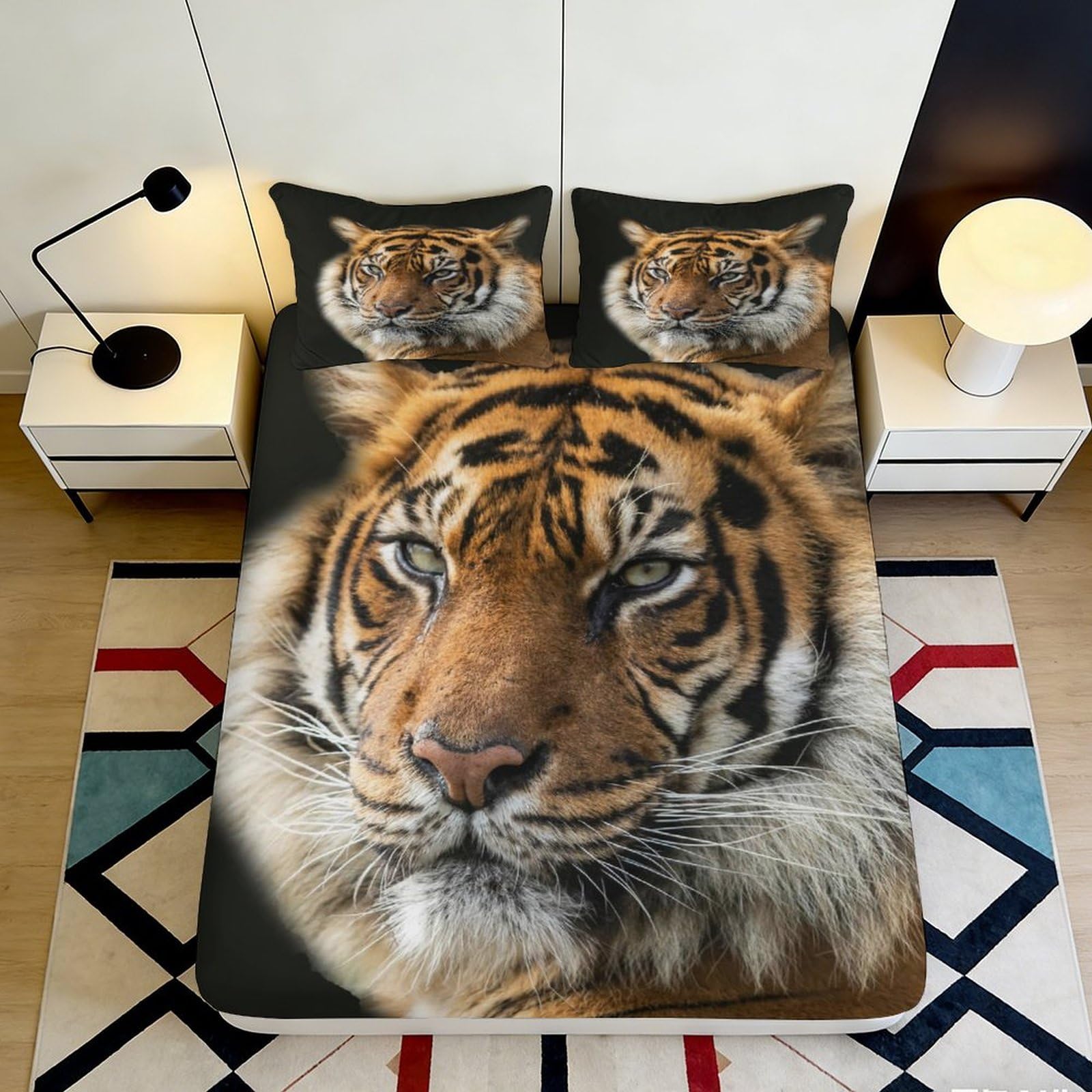 3D Printed Elephant Microfiber Fitted Sheet Deep Pocket Non-Slip Bedroom Bedding Elephant Mattress Fitted Cover Washable 140x200x25cm