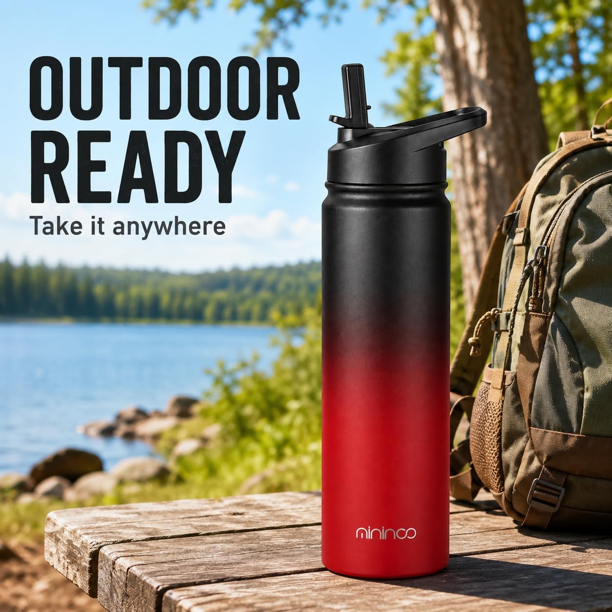 mininoo 24 oz Insulated Water Bottle with Straw Lid, Stainless Steel Double Wall Vacuum, Leak Proof, BPA Free, Keep Cold for 24H & Hot for 12H(Ice Coke) image 3