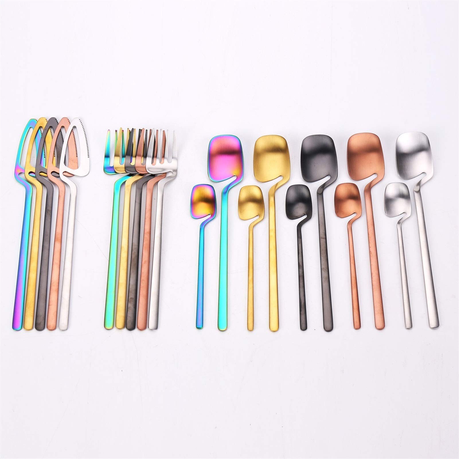24pcs 18/8 Setware de acero inoxidable Set de vajilla Rose Oro Cubiertos Colgante Copa Cuchara Cuchillo Western Cutleri Silaterra (Color : Matte black)