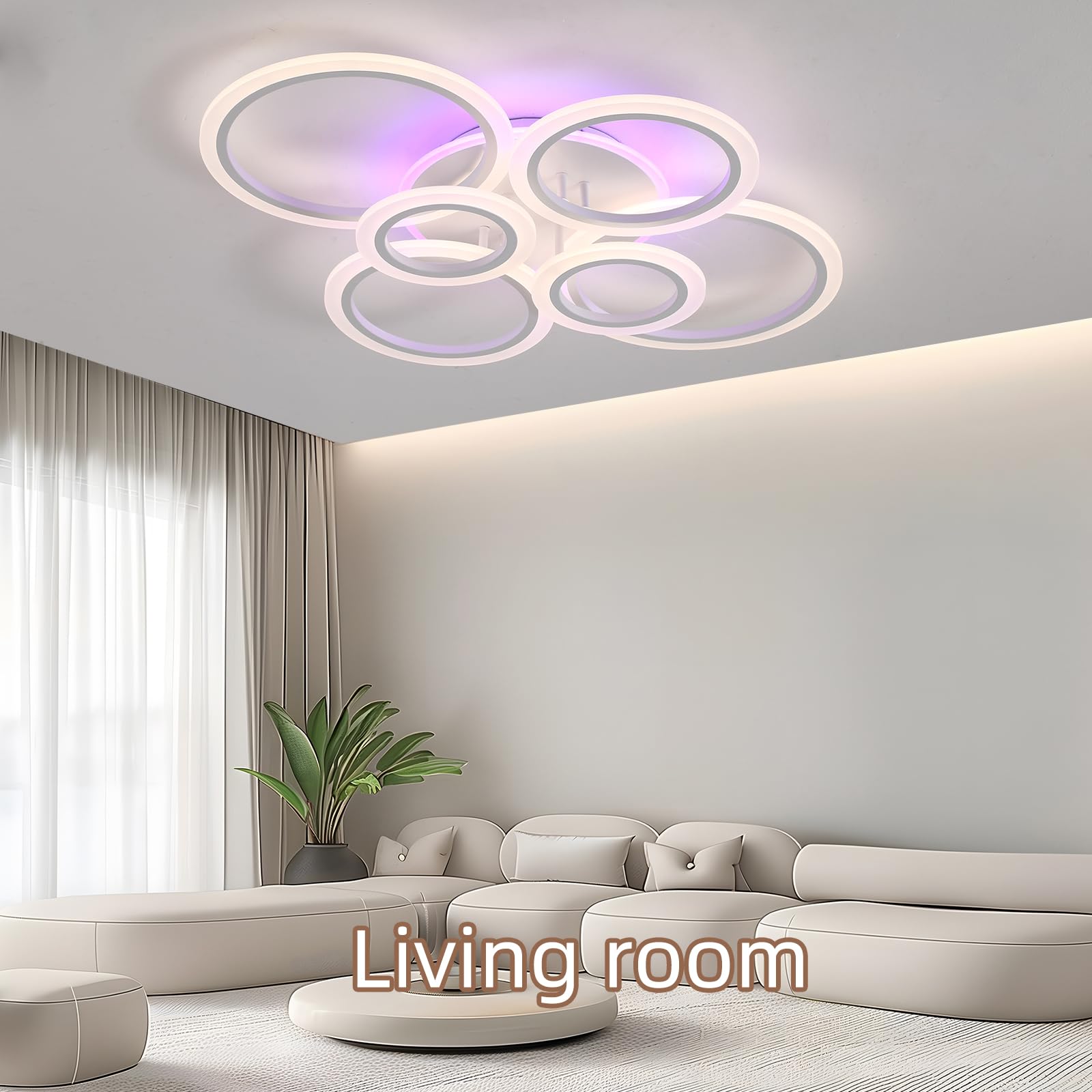 Plafoniera LED Soffitto 70W 6 Anelli Moderna Dimmerabile Lampadario | Lampadario LED con telecomando 4200lm, luce regolabile 3000-6000K, plafoniera moderna per soggiorno cucina sala da pranzo