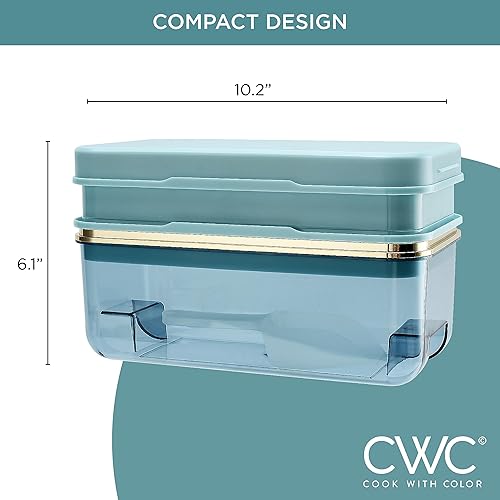 Miniatura 7 de Cook with Color Bandeja para cubitos de hielo con tapa y contenedor, contenedor de hielo de fácil liberación para congelador con botón - Dos